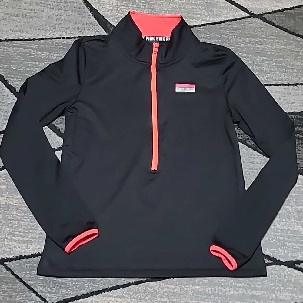 VS PINK VINTAGE ULTIMATE HALF-ZIP THUMB-HOLE SHIRT JACKET